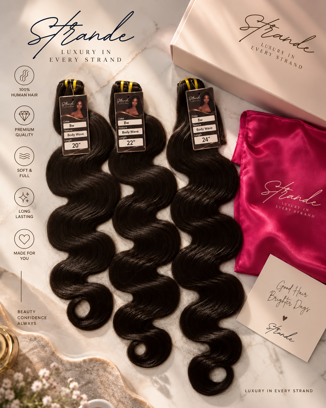 Body Wave 3-Bundle Set, 20" + 22" + 24"